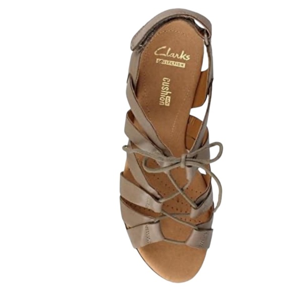 Clarks Women's Helio Mindin Cork Wedge Open Toe Strappy Lace Up Sandals - Picture 13 of 14